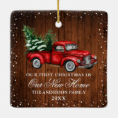 Waterverf  Truck Wood Sneeuwnieuw startpunt Keramisch Ornament (Achterkant)