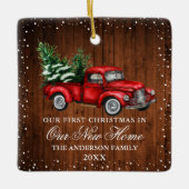 Waterverf  Truck Wood Sneeuwnieuw startpunt Keramisch Ornament (Voorkant)