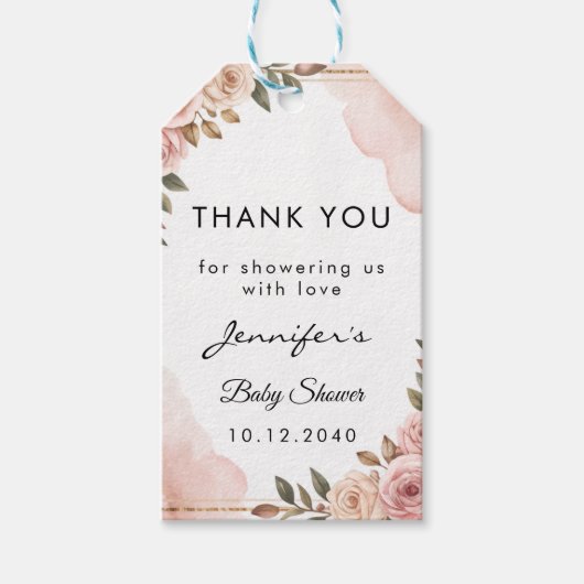 Waterverf  Tuin Bloemen Baby shower Gift Cadeaulabel (Voorkant)