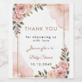 Waterverf  Tuin Bloemen Baby shower Gift Wijn Etiket (Enkel label)