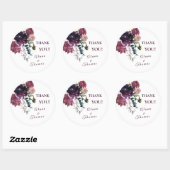 Waterverf Tuin Bloemen Boho Bourgogne Bedankt Ronde Sticker (Vel)