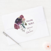Waterverf Tuin Bloemen Boho Bourgogne Bedankt Ronde Sticker (Envelop)