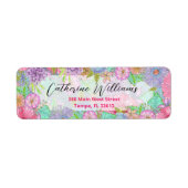 Waterverf Tuin Bloemen Botanisch retouradres Etiket (Voorkant)