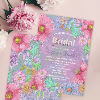 Waterverf Tuin Bloemen Botanisch Vrijgezellenfeest Kaart