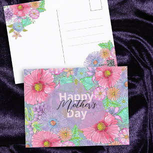 Waterverf Tuin Bloemen Botanische Moederdag Briefkaart