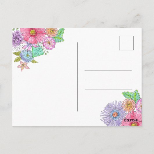 Waterverf Tuin Bloemen Botanische Moederdag Briefkaart (Achterkant)