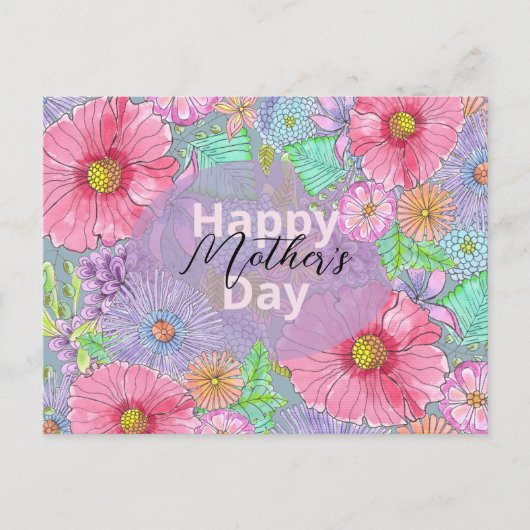 Waterverf Tuin Bloemen Botanische Moederdag Briefkaart (Voorkant)