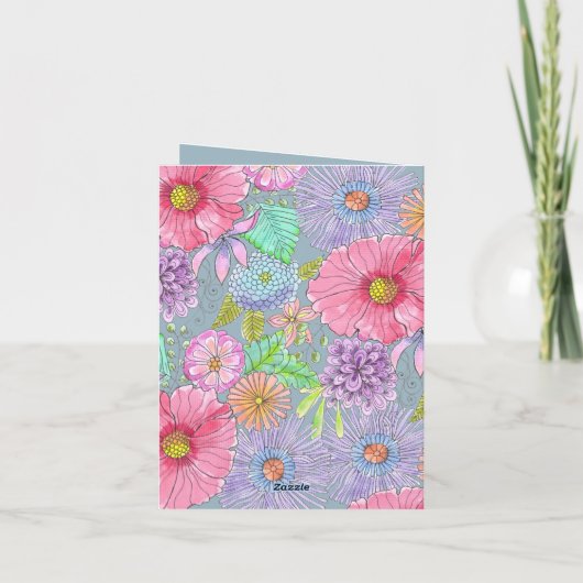 Waterverf Tuin Bloemen Botanische Moederdag Kaart (Achterkant)