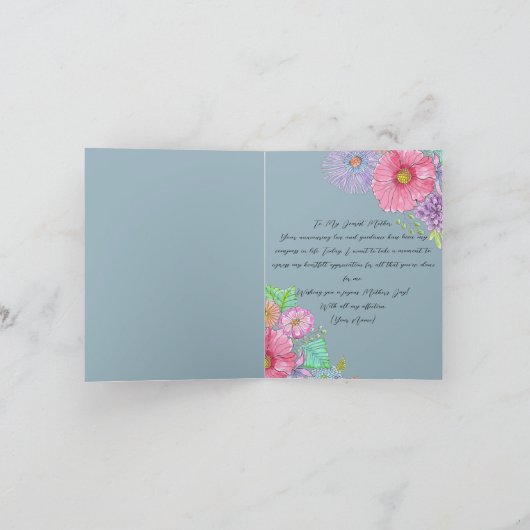 Waterverf Tuin Bloemen Botanische Moederdag Kaart (Binnen)