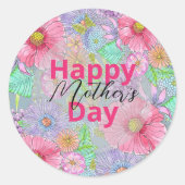 Waterverf Tuin Bloemen Botanische Moederdag Ronde Sticker (Voorkant)