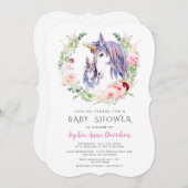 Waterverf Tuin Bloemen Eenhoorn Baby Shower Kaart (Voorkant / Achterkant)
