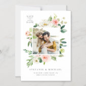 Waterverf Tuin Bloemen Foto Save the Date Magnetische Uitnodiging (Voorkant)