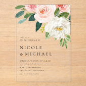 Waterverf  Tuin Bloemen Lente Bruiloft Acryl Uitnodigingen (Voorkant)