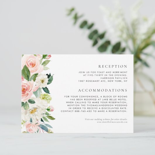 Waterverf Tuin Bloemen Lente Bruiloft Details Informatiekaartje (Staand voorkant)