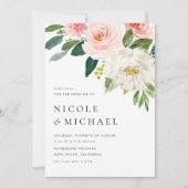 Waterverf Tuin Bloemen Lente Bruiloft Kaart (Voorkant)