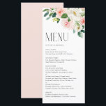 Waterverf  Tuin Bloemen Lente Bruiloft Menu<br><div class="desc">Voeg met deze aanpasbare menukaart een bloemenaccent toe aan uw event tafellaag. Het heeft een aquarel boeket van blush,  roze en witte rozen,  en pioenen. Personaliseer door uw gegevens toe te voegen. Deze bloemenmenukaart is perfect voor lentebruiloften,  baby showers,  vrijgezellenfeesten,  verjaardagen en meer.</div>
