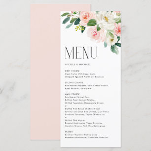 Waterverf Tuin Bloemen Lente Bruiloft Menu