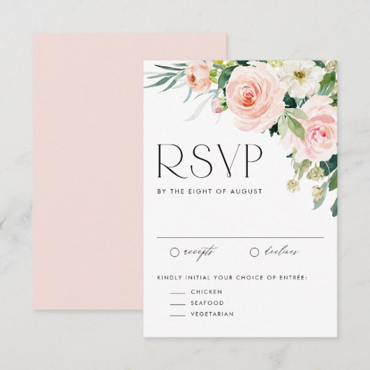 Waterverf  Tuin Bloemen Lente Bruiloft RSVP Kaartje (Voorkant / Achterkant)