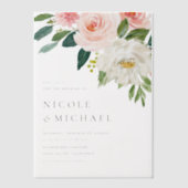 Waterverf  Tuin Bloemen Lente Bruiloft Vellum Uitnodigingen (Voorkant)