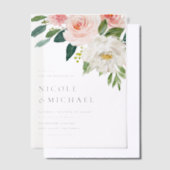 Waterverf  Tuin Bloemen Lente Bruiloft Vellum Uitnodigingen (Offset)