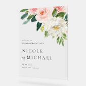 Waterverf  Tuin Bloemen Verlovingsfeest Acryl Bord (Hoek)