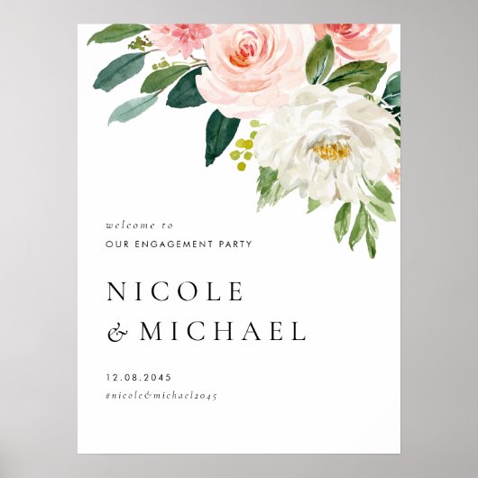 Waterverf  Tuin Bloemen Verlovingsfeest Poster (Voorkant)