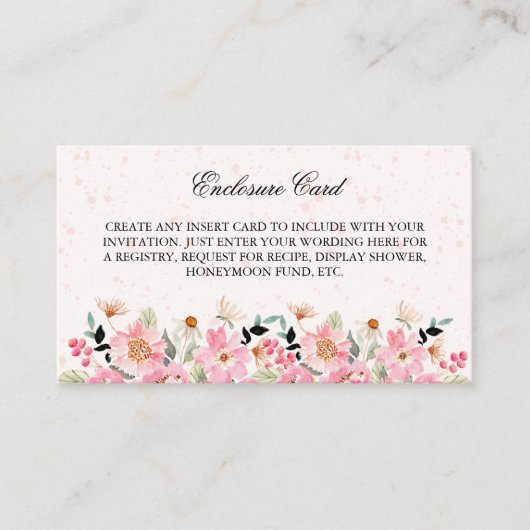 Waterverf Tuin Bloemen Vrijgezellenfeest Informatiekaartje (Voorkant)