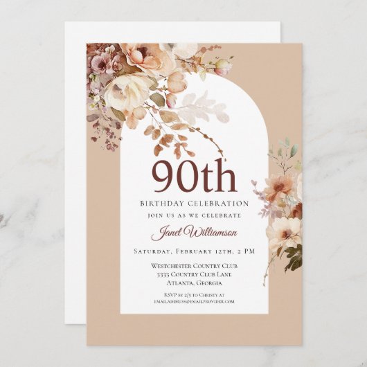 Waterverf Tuin Bloemenboog 90e Verjaardag Kaart (Voorkant / Achterkant)