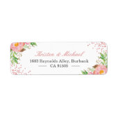 Waterverf Tuin Botanische Blush Roze Floral Etiket (Voorkant)