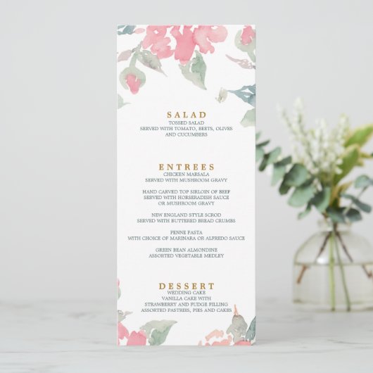 WATERVERF TUIN BRUILOFT diner menu (Staand voorkant)