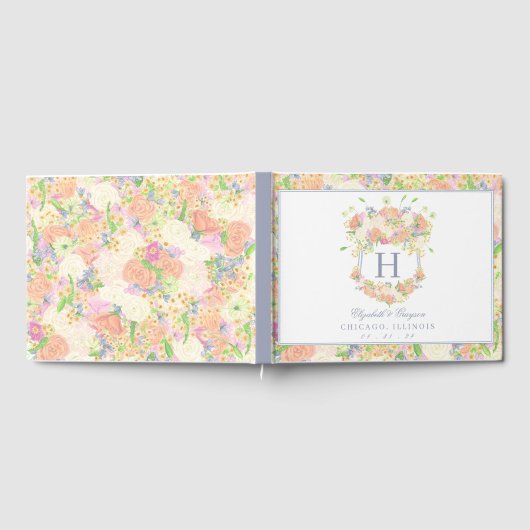 Waterverf Tuin Feest Bloemen Bruiloft Crest Gastenboek (Volledig)