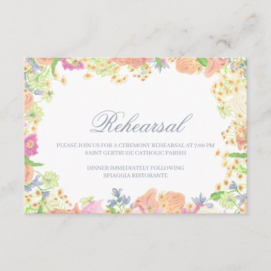 Waterverf Tuin Feest Bloemen Crest Bruiloft Informatiekaartje (Voorkant)