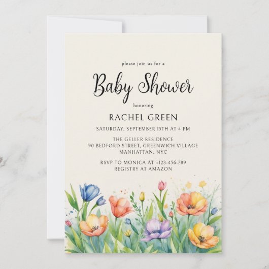 Waterverf Tuin Genderneutraal Baby shower Kaart (Voorkant)
