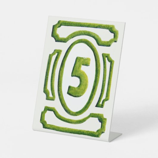 Waterverf Tuin Hedge Tabel 5 Reclamebord Met Voetstuk (Voorkant)