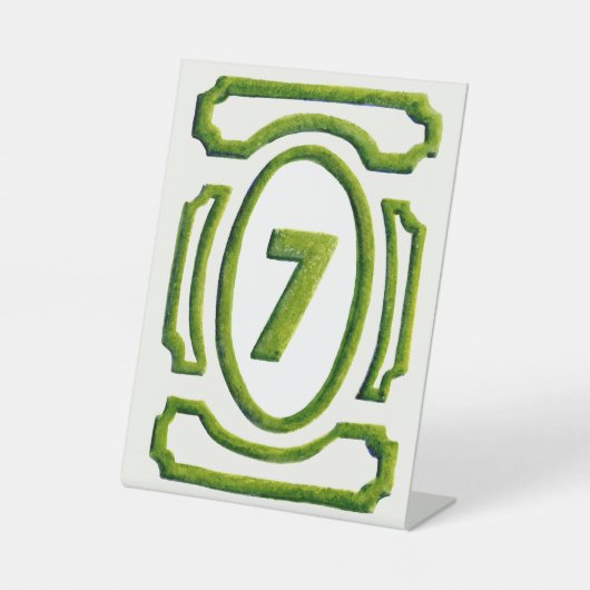 Waterverf Tuin Hedge Tabel 7 Reclamebord Met Voetstuk (Voorkant)