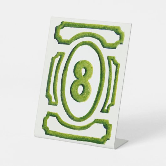 Waterverf Tuin Hedge Tabel 8 Reclamebord Met Voetstuk (Voorkant)