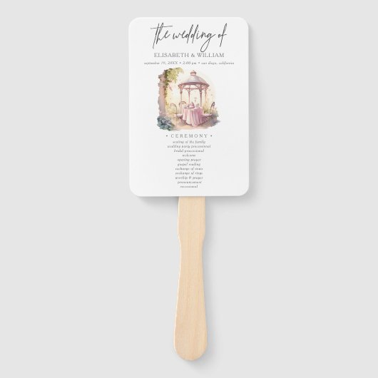Waterverf Tuin Huwelijksceremonie Programma Handwaaier (Voorkant)