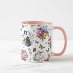 Waterverf Tuin Kat Mok - Bloemen & Vlinder