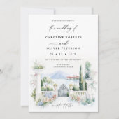 Waterverf Tuin Meer Italiaans Landschap Trouwen Kaart (Voorkant)