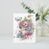Waterverf Tuin Meisje - Baby Fairy Briefkaart (Staand voorkant)