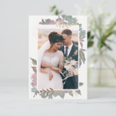 Waterverf Tuin met Ingelijste Aangepaste Trouwfoto Bedankkaart (Staand voorkant)