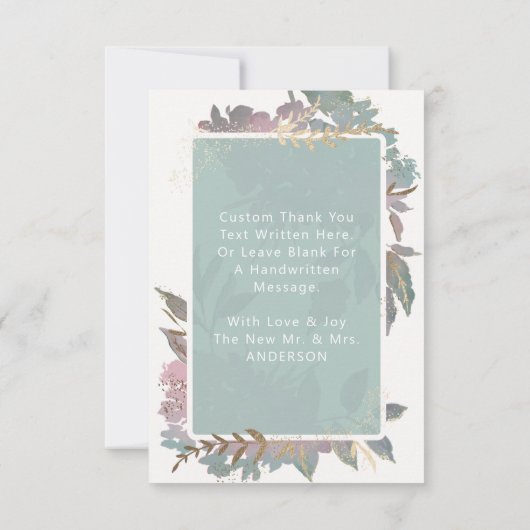 Waterverf Tuin met Ingelijste Aangepaste Trouwfoto Bedankkaart (Achterkant)