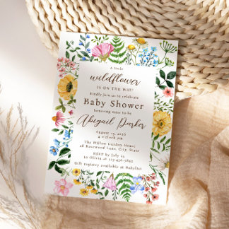 Waterverf Tuin Met Wilde Bloemen Baby Shower Kaart