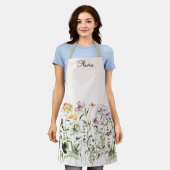 Waterverf Tuin met Wilde Bloemen en Monogram Schort (Gedragen)