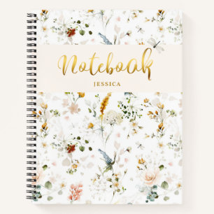 Waterverf Tuin met Wilde Bloemen Monogram  Notitieboek
