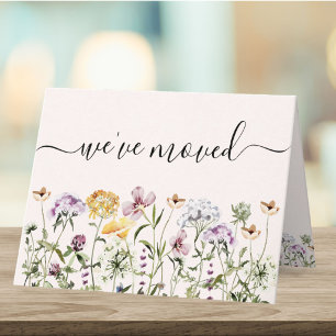 Waterverf Tuin met Wilde Bloemen Nieuw Huis Adres Kaart