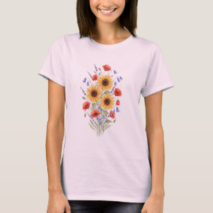 Waterverf Tuin met Wilde Bloemen T-Shirt