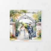 Waterverf Tuin Omheining Wildflower Bruiloft QR Co Drieluik Uitnodiging (Cover)