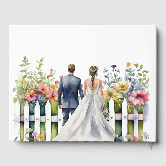 Waterverf Tuin Poort Wildbloemen Tuin Bruiloft Gastenboek (Achterkant)