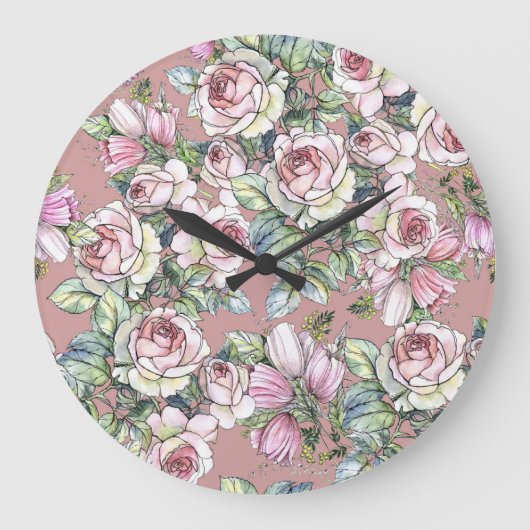 Waterverf Tuin: Roos Tulp Elegance. Grote Klok (Voorkant)